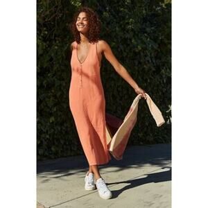 Free People Beach Bailey Maxi Dress Womens Large Orange Knit Sweater NWT